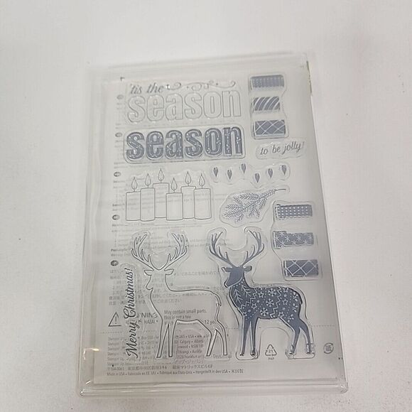 Stampin' Up! Stamp Set MERRY PATTERNS Set of 11 144973 Jolly Candles Season Deer - Picture 3 of 4